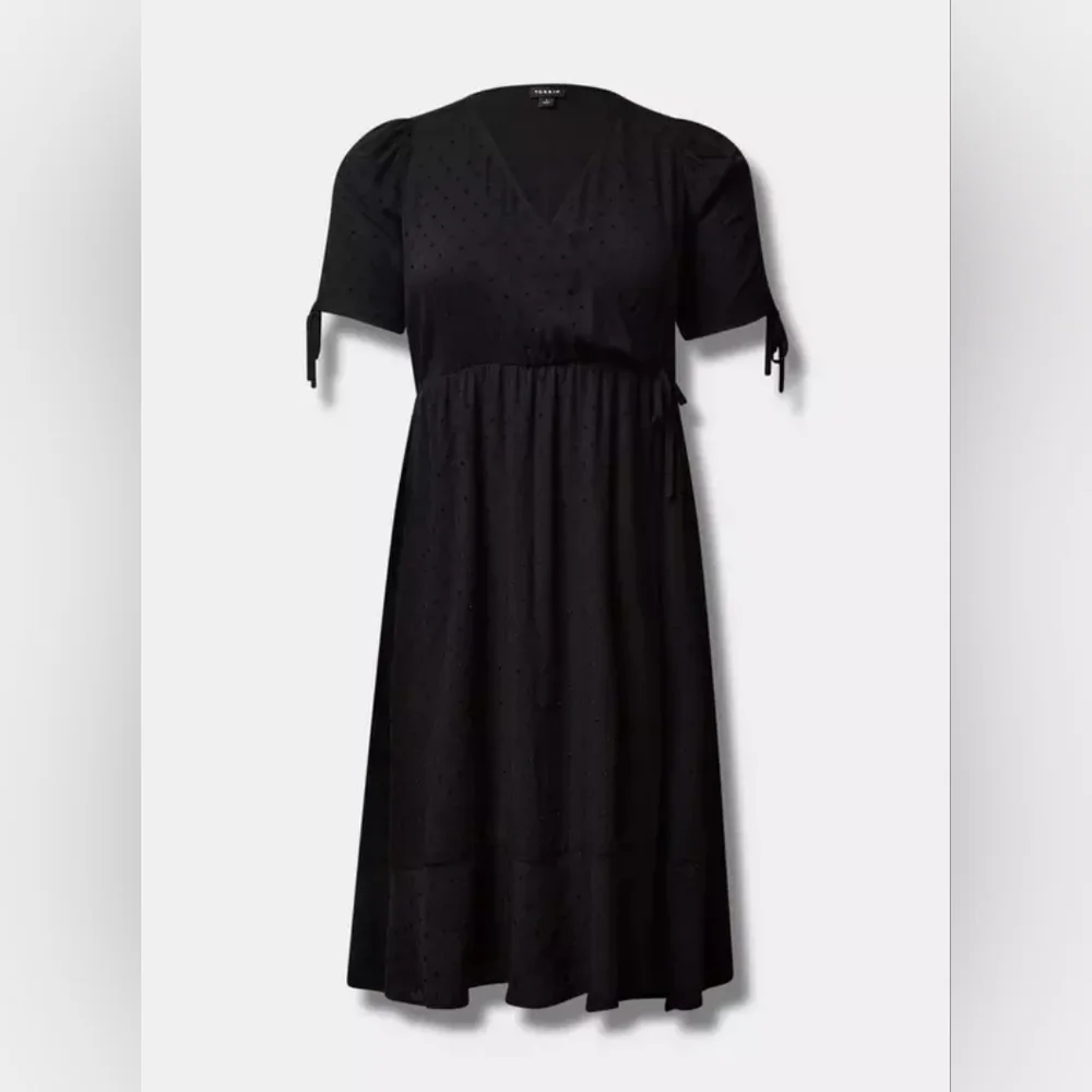 Torrid Midi Swiss Linen Surplice Dress Sz 0X - Picture 6 of 6